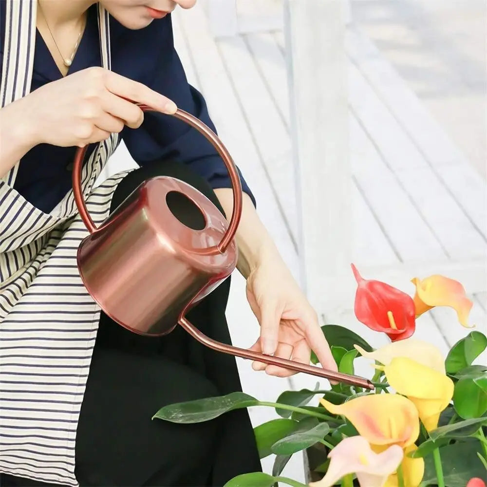Stainless Steel Watering Can Comfortable Rustproof Leakproof Watering Pot Large Capacity Thickened Long Spout Watering Can