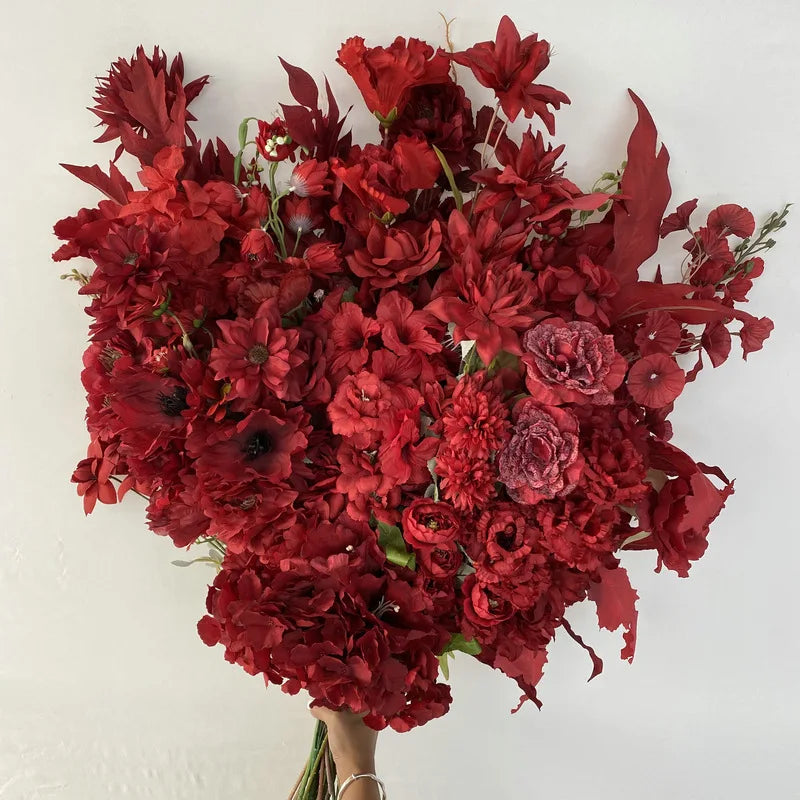 Red Series Artificial Flowers Peonies Roses Wedding Arch Holiday Party Decoration Fake Flower Simulation Rose Plant Floral
