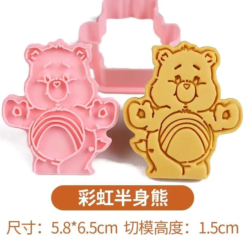 Cartoon Kawaii Care Bear Cookie Molds Sugar Flipping Cookie Cutting Molds 3D Pressable Biscuit Mold Kitchen Baking Pastry Tools