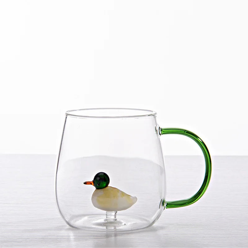 3D Cartoon Animal Shape Glass Cup for Home, Cute Water and Coffee, Single Layer Cup with Guests, Juice and Cold Drink