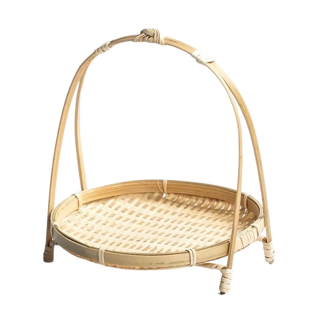 Handwoven Fruit Basket Rattan Serving Trays Decorative Meal Basket Food Storage Holder for Picnics Kitchen Camping Table Cafe