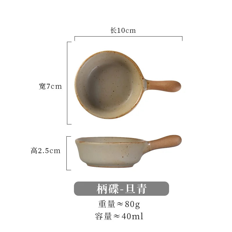 Anti-scald Ceramics Handle Sauce Dish Cute Tableware Soy Vinegar Seasoning Spice Dispenser Cooking Source Container Kitchenware