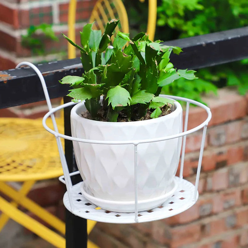 1pcs Hanging Flower Pot Stand Balcony Ironwork Spider Plant Green Ivy Window Sill Bonsai Stand Hollowed Out Durable Plant Stand