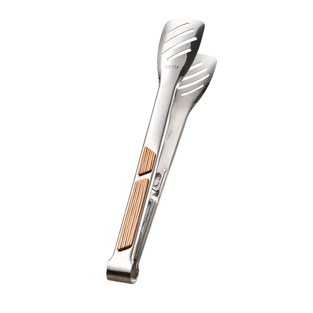 Kitchen Gadgets 304 Stainless Steel BBQ Tongs 8-12inch Long Handle Food Tongs Non-Slip Cooking Tools