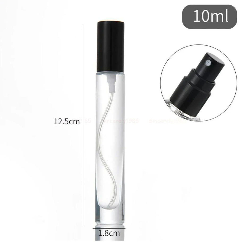 3X 10X 10ML Clear Round Thick Glass Perfume Oil Bottles Spray Atomizer Empty Sample Vial Refillable Sprayer Flacon High Grade