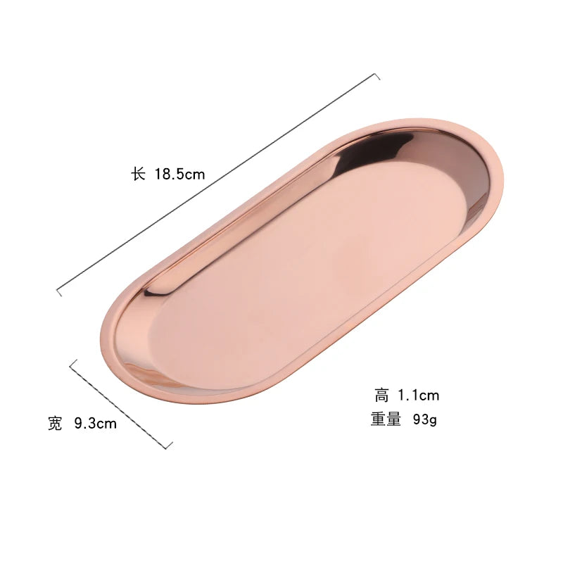 Nordic Style Oval Jewelry Storage Serving Tray Platter Stainless Steel Snack Tray Metal Storage Gold Decoration Home Organizer