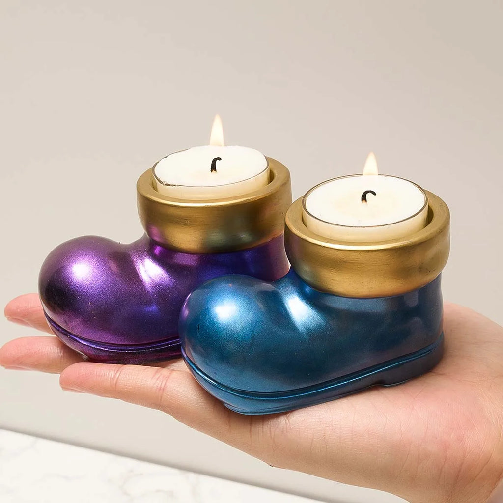 Christmas Boots Shoes Candle Holder Silicone Mold DIY Table Decoration Crystal Drop Glue Epoxy Resin Mold Christmas Craft Gifts