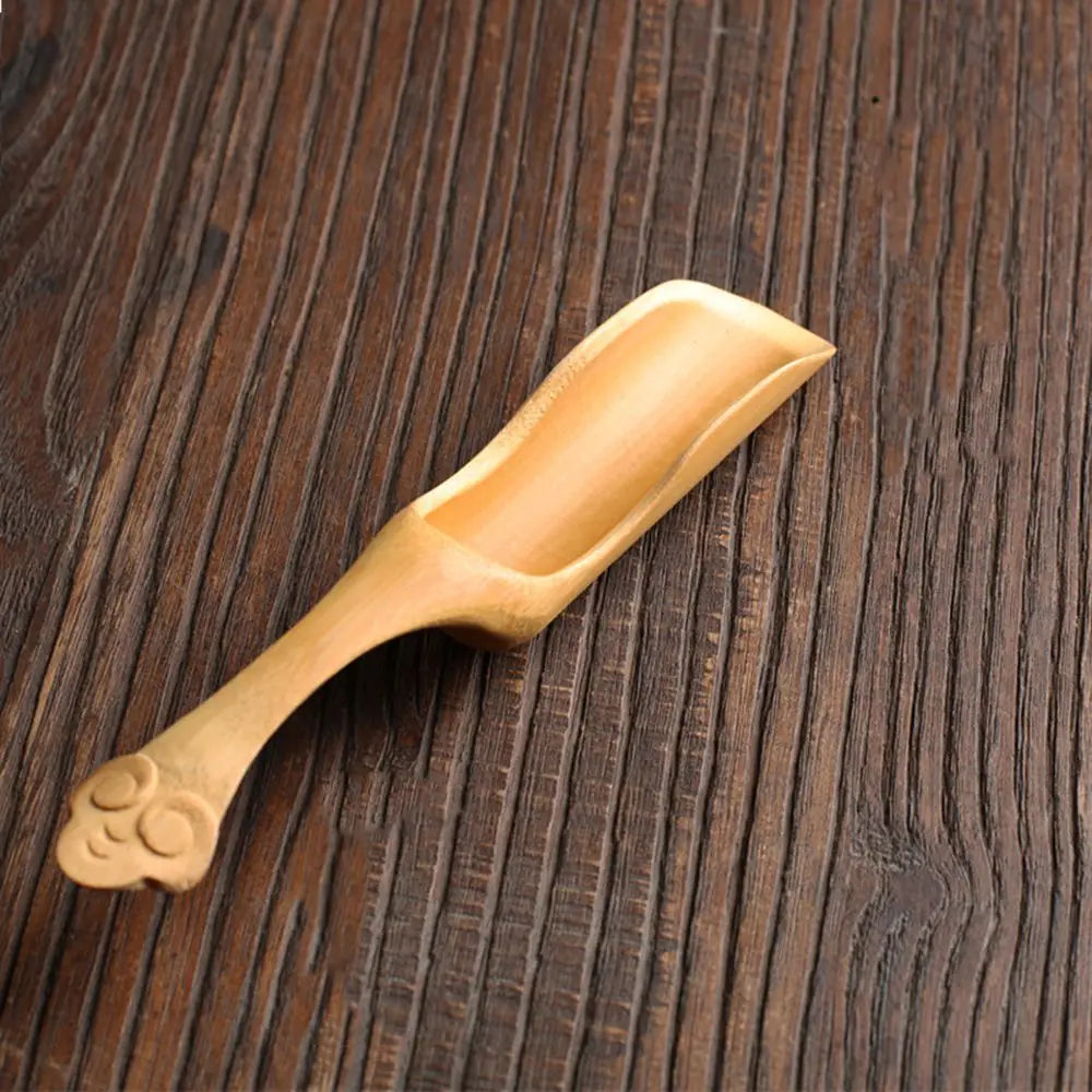 High Quality Tea Accessories Chinese Kongfu Wooden Bamboo Retro Style Natural Tea Scoop Delicate Spoon Portable Bamboo Teaspoon