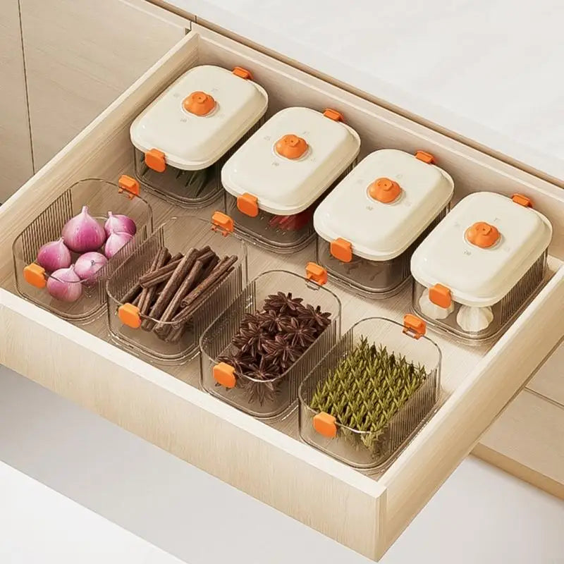 Space Saving Stackable Kitchen Storage Container Airtights Seal Clear Jars for Spice Grains Storage 87HA