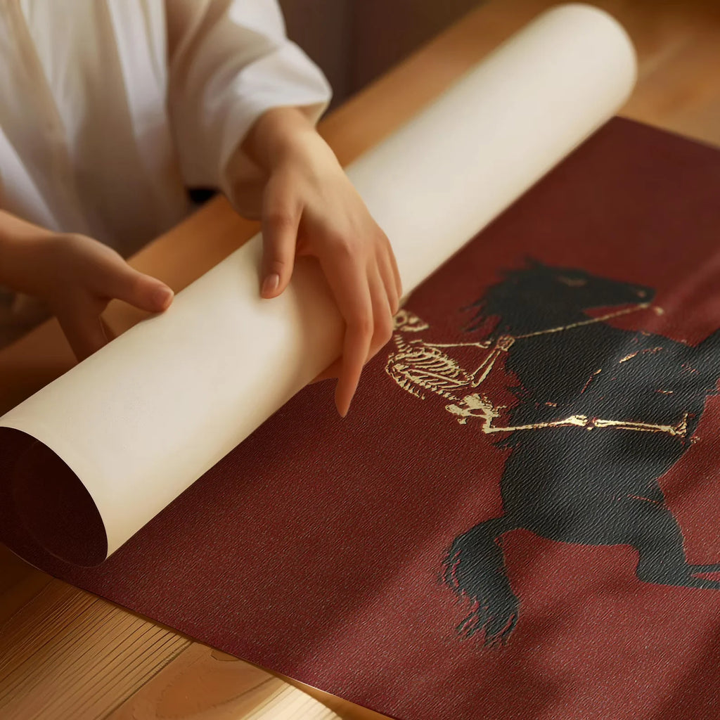 Skeleton Cowboy Illustration Bucking Bronco Print Gothic Wall Decor Horse Poster Quirky Art Western Poster Retro Rodeo Art Cowgi