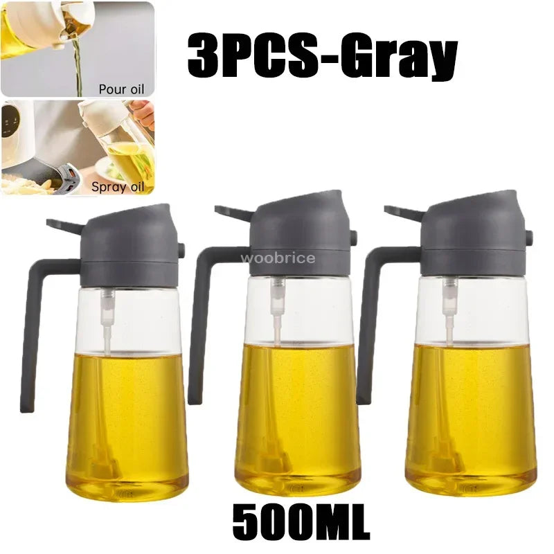 2in1 Oils Sprayer Olive Oil Spray Plastic Bottle Vinegar Dispenser Kitchen Oil Diffuser Accessories Camping Baking Pic