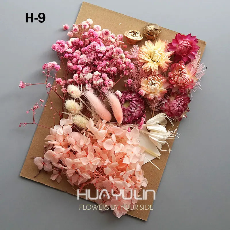 1 Pack Artificial Plants Dried Real Flowers Preserved Materials Epoxy Resin Candles DIY Floral Materials Hydrangea Set Flowers