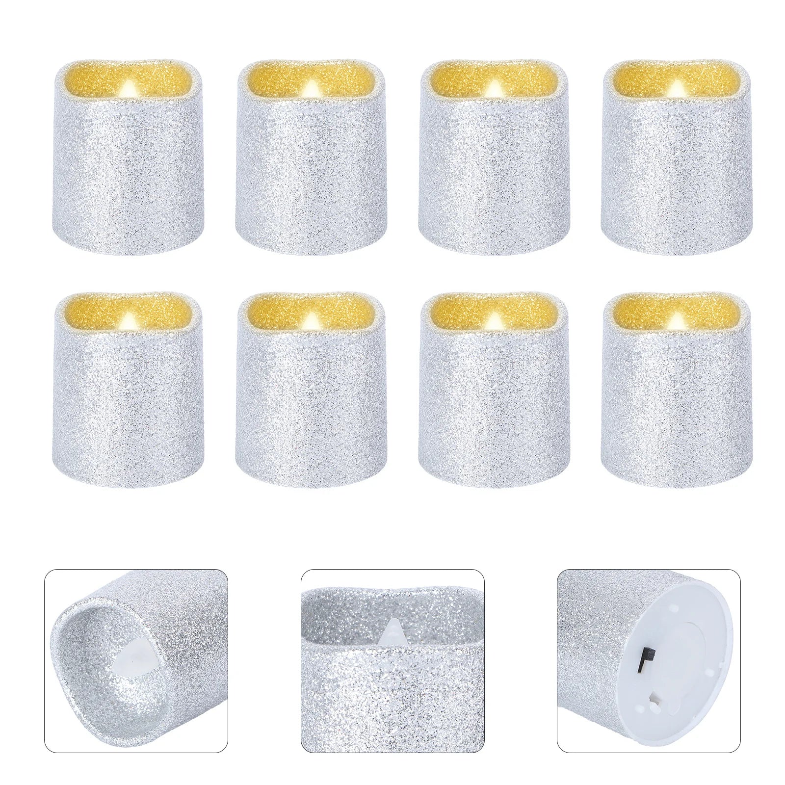 12pcs Glitter Electric Lights Flameless Led Candles For Wedding Christmas Party Home Cafe Bar Decorations Lighting