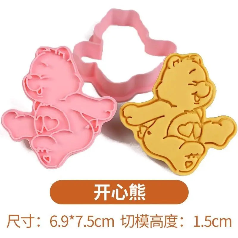 Cartoon Kawaii Care Bear Cookie Molds Sugar Flipping Cookie Cutting Molds 3D Pressable Biscuit Mold Kitchen Baking Pastry Tools