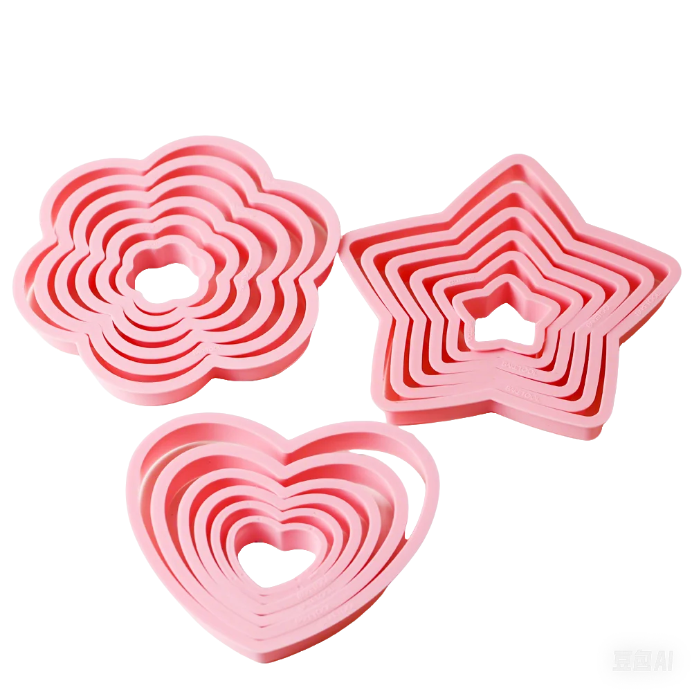 1set/3sets Pink Heart Star Flower Cookie Biscuit Cutter Stencil Molds Kitchen Baking Tools Set