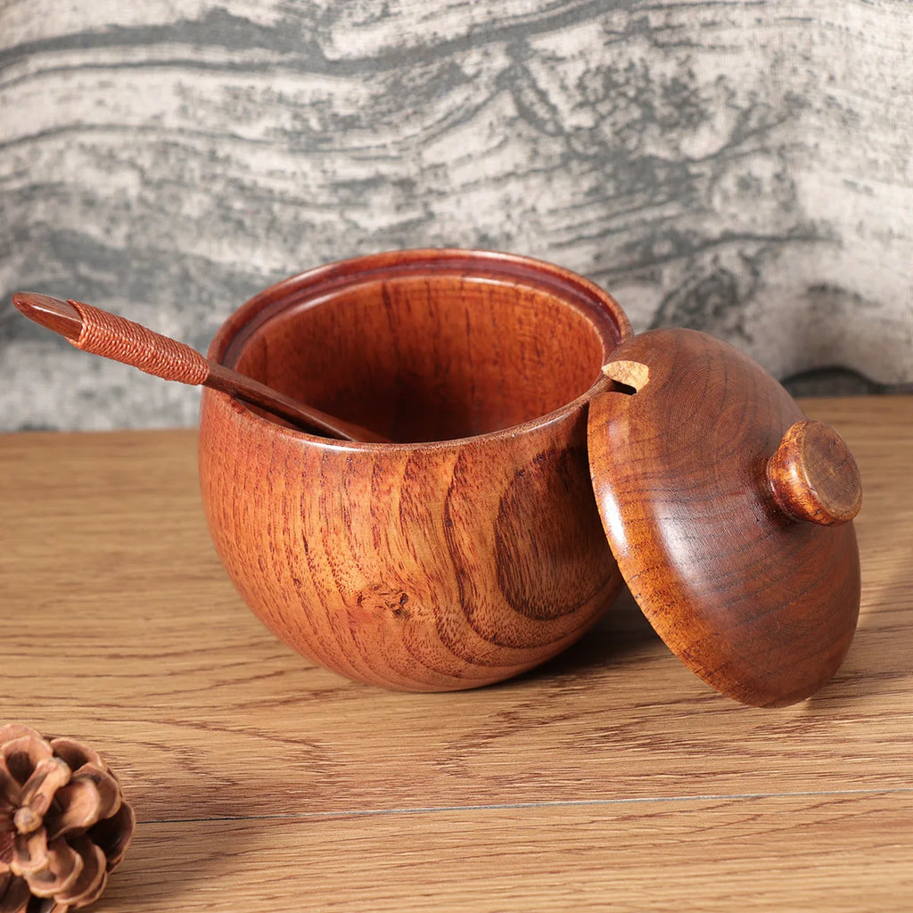 2Pcs Wooden Spice Containers Premium Kitchen Gadgets Set for Condiment Storage Nordic Minimalist Design Seasoning Box