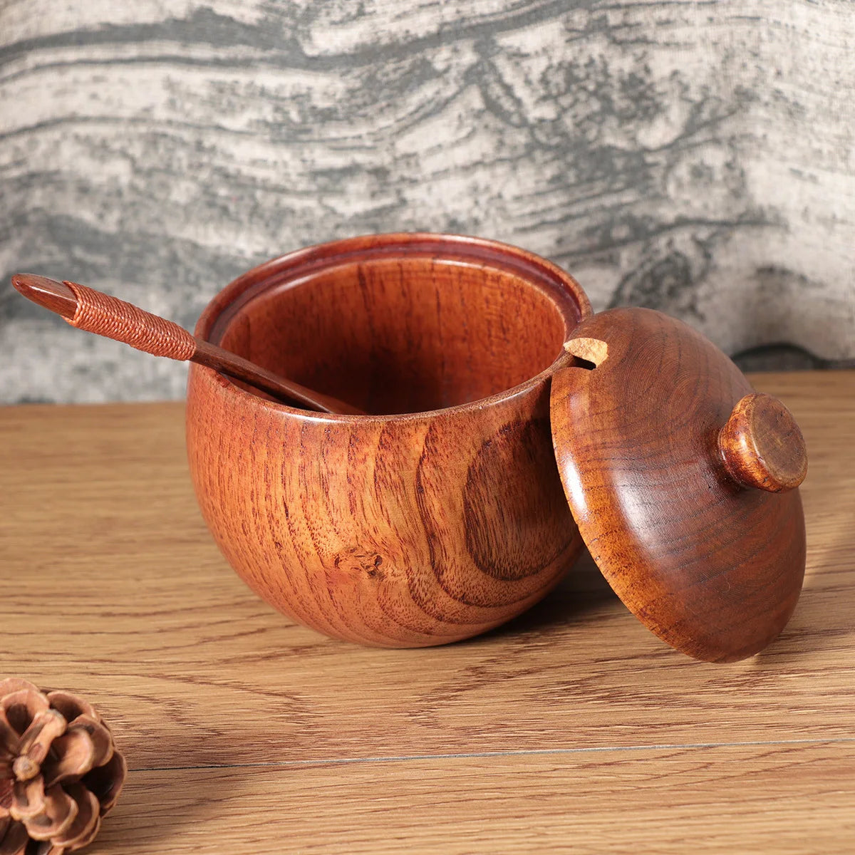 2Pcs Wooden Spice Containers Premium Kitchen Gadgets Set for Condiment Storage Nordic Minimalist Design Seasoning Box