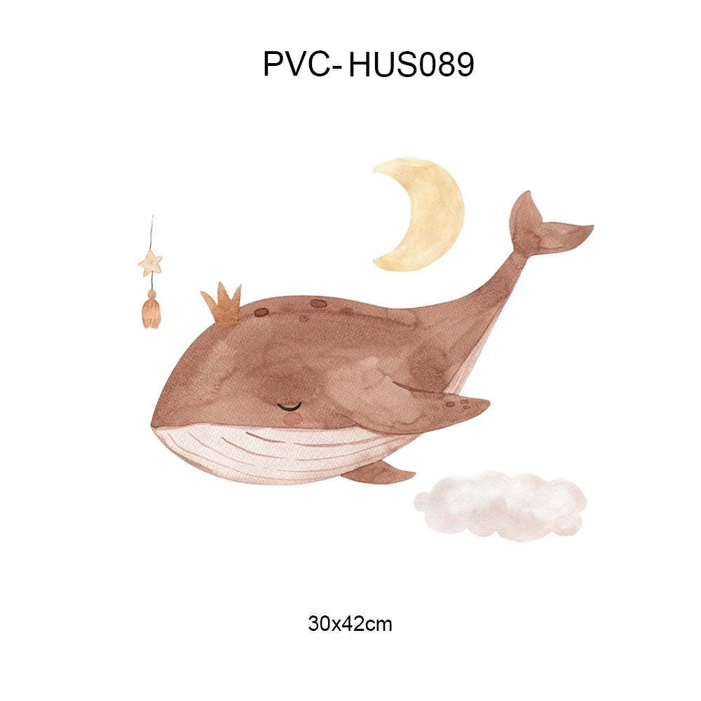 Fabric Cartoon Forest Vintage Town Wall PVC Moon Bunny Sticker DIY Kids Baby Room Wall Art Decoration for Bedroom Living Room