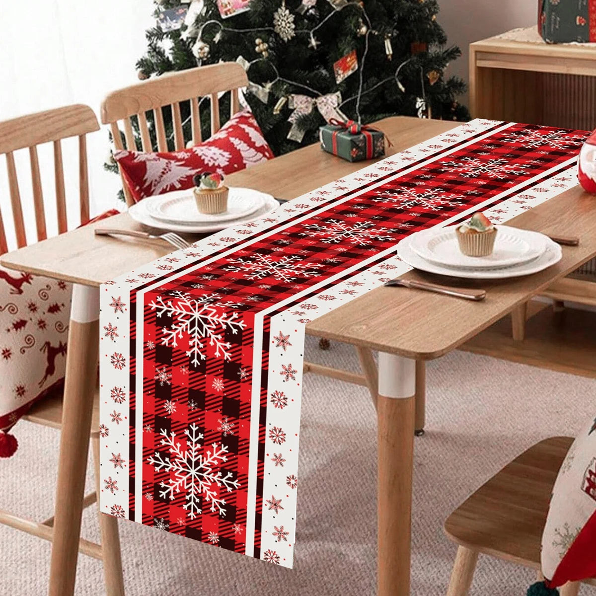Christmas Linen Table Runner Merry Christmas Decoration for Home 2024 Table Cover Xmas Ornament Navidad Natal New Year Gift 2025