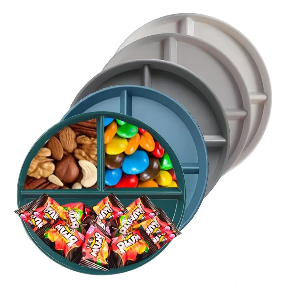 5pcs Dinner Plate, Unbreakable 8.94inch Wheat Plastic Round Gridded Dinner Plate, Divided Plate, Picnic Plate, Salad Plate, Dish