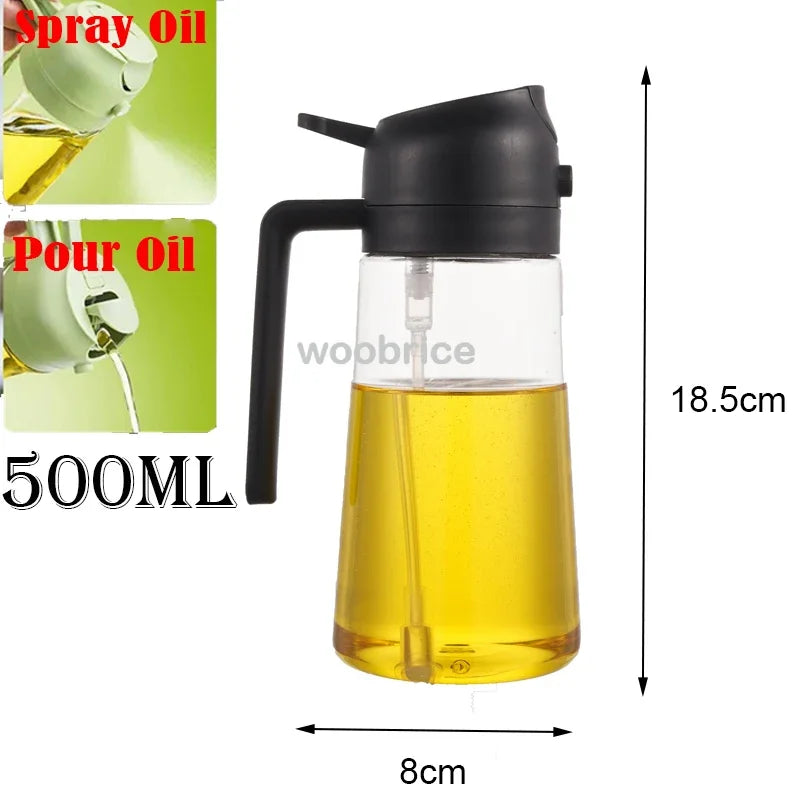 2in1 Oils Sprayer Olive Oil Spray Plastic Bottle Vinegar Dispenser Kitchen Oil Diffuser Accessories Camping Baking Pic