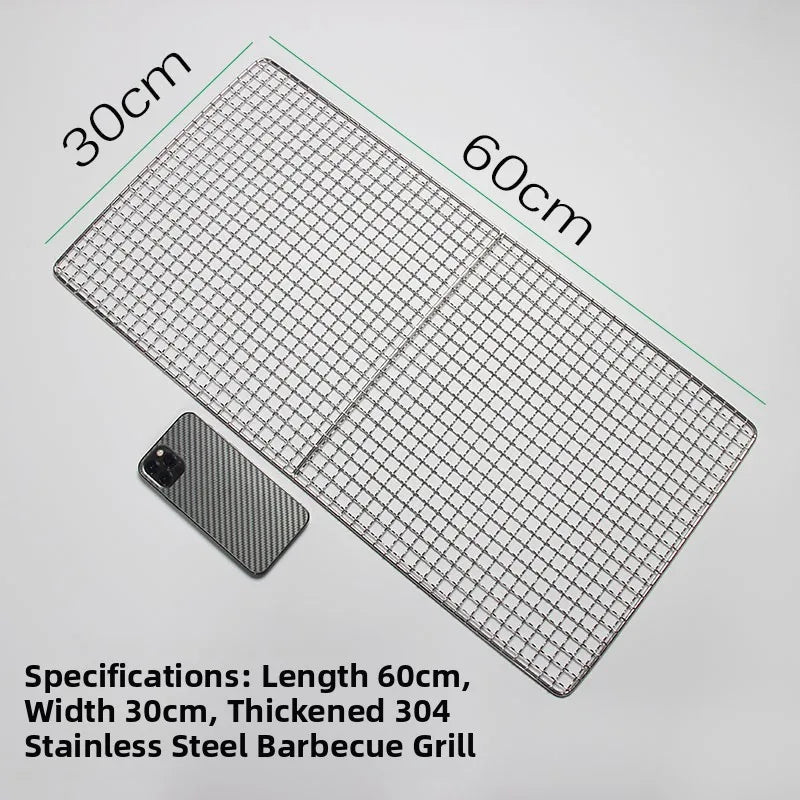 Thiened Rectangular Me BBQ ill Net 304 Stainl Steel Drng Net Barbecue Wire Me for Outdoor Kitchen Cooking Tools