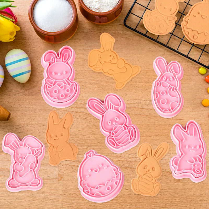 6pcs/Set Easter Bunny Cookie Cutters Kitchen Fondant Molds Cartoon Rabbit Eggs Easter Party Baking Decoration Pastry Accessories