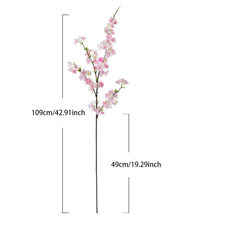 109cm Silk Artificial Flowers Fake Cherry Blossom Long Branch Wedding Arch Party Backdrop Home Wall Decor Accessories Photo Prop