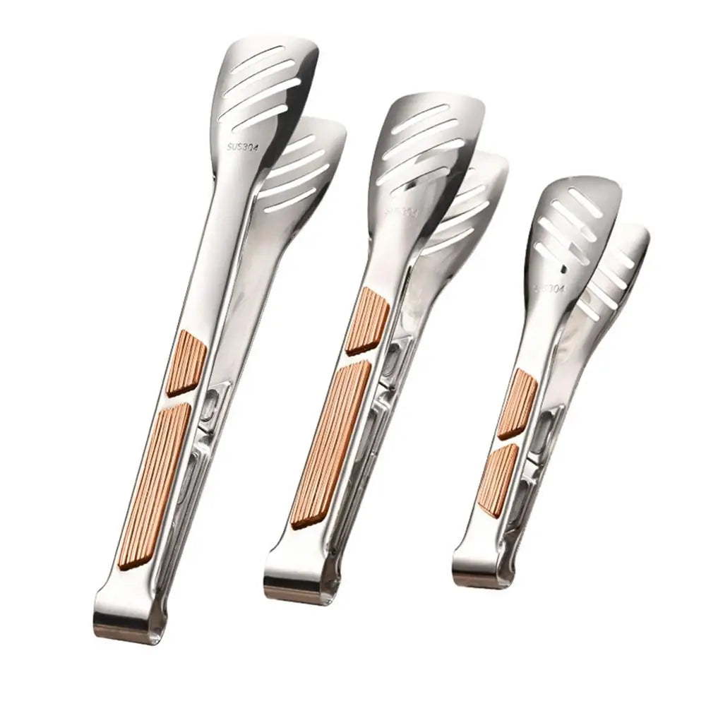 Kitchen Gadgets 304 Stainless Steel BBQ Tongs 8-12inch Long Handle Food Tongs Non-Slip Cooking Tools