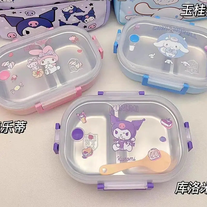 Sanrio Kuromi My Melody Cinnamoroll Sus Lunch Box Hit Product New Product Kawaii Cartoon Portable Large Capacity Outdoors Cute