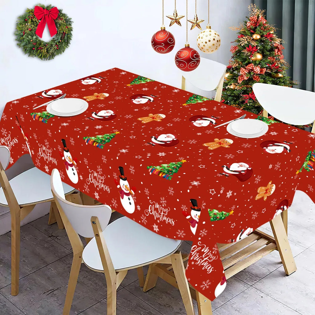 Christmas Santa Claus Tablecloth Plastic Rectangle Table Cover Party Decor for Home Kitchen Dinning Table Navidad Decorations