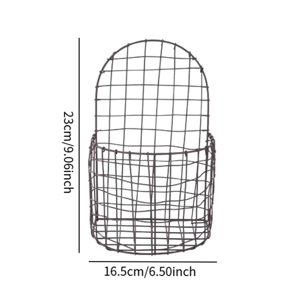 Wall Mounted Basket Hanging Planter Flower Pot Stand Iron Wire Mesh Basket for Garden Balcony Yard Backyard Retro Design Storage