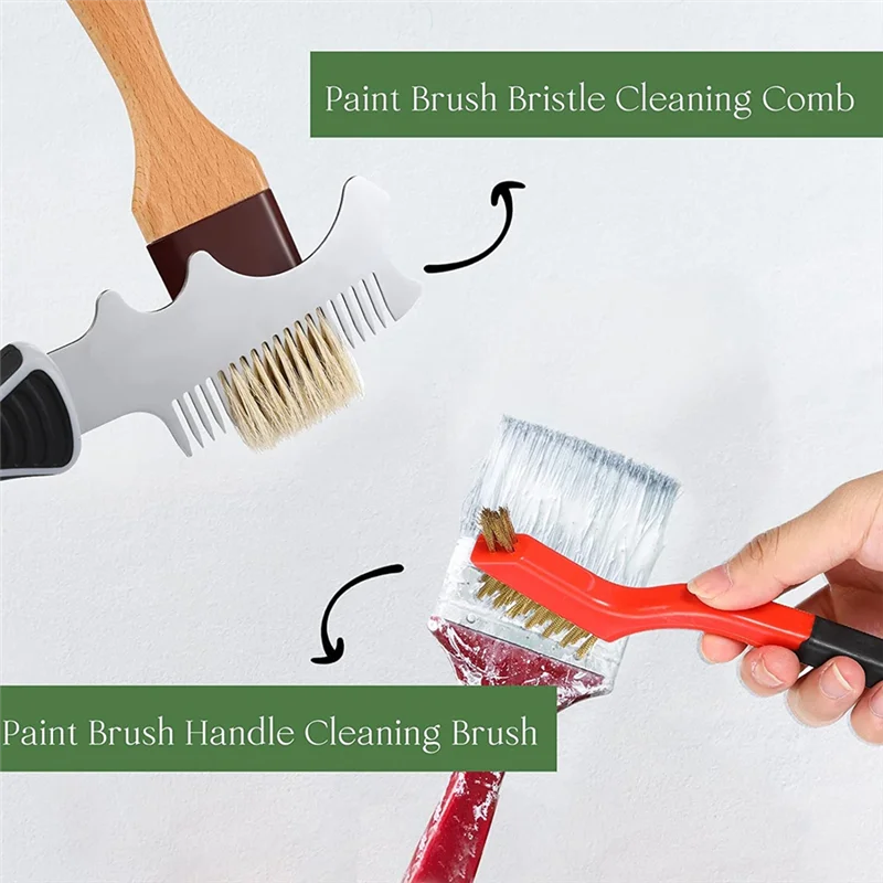3 Pcs 4-In-1 Paint Brush Comb Wire Brush Set, Brush Roller Cleaner Tool Cleaning Scrubbing Dirt Paintbrush Cleaners-N37R