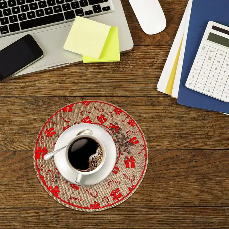 Christmas Dining Table Napkin Mats Linen Waterproof Placemats Kitchen Table MATS Western Food Napkins Tablecloth Kids Favors