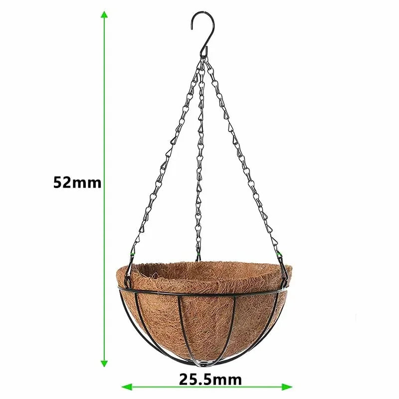 8/10 Inch Round Wire Plant Holder Metal Hanging Basket Coconut Liner Lining Plants Flower Garden Pot for Home Balcony Decoration