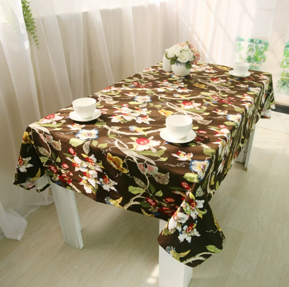 Printed Small Daisy Flower Tablecloth Linen Table Cloth Tasse Lace Rectangular Wedding Banquet Outdoor Home Manteles Table Cover