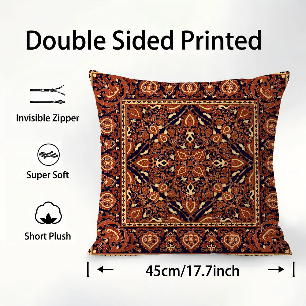 Persian Carpet Pattern Pillow Case Sofa Decorative Home Double-sided Printing Short Plush Cushion Cover Throw Pillow Cover Gifts