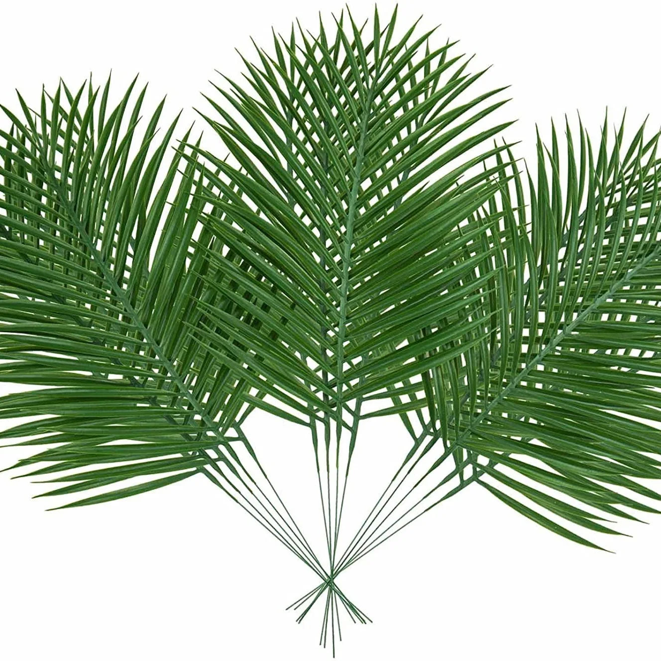 5pcs Golden Artificial Palm Leaves Fake Tropical Plants Faux Flowers For Indoor Outdoor Home DIY Vase Filler Wedding Party Deco