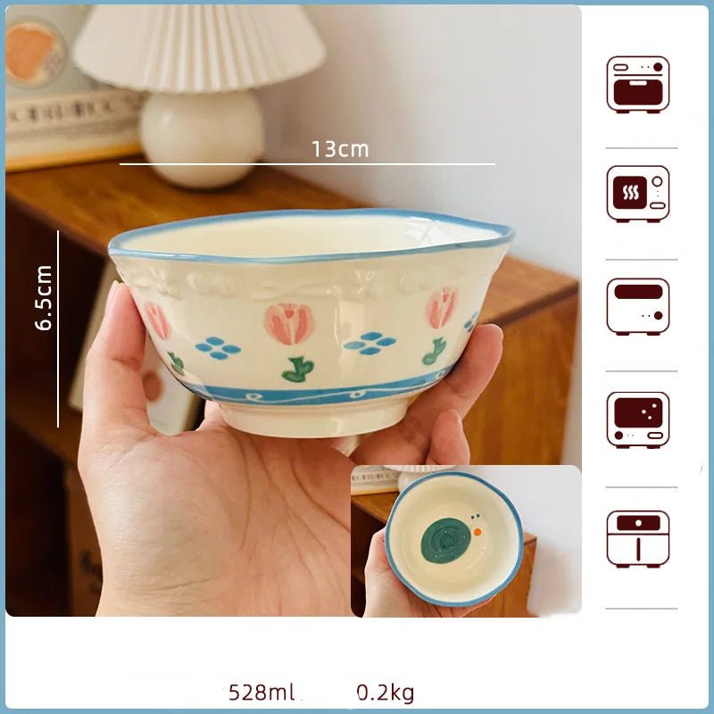 Korean Style Vegetable Plate Househole Underglaze Colored Ceramic Fruit Plate Fish Dish Vinger Dish Kitchen Tableware Set