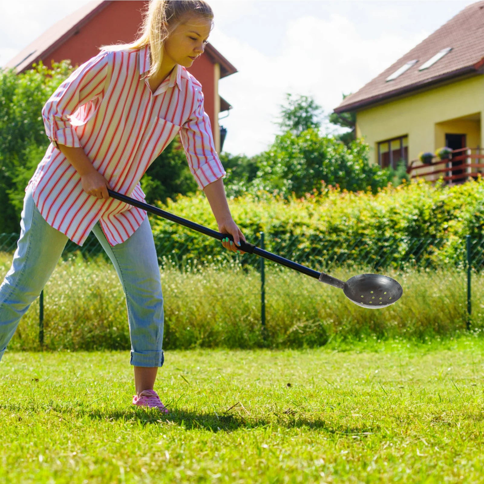 Large Iron Ladle Dredging Scoop Sturdy Cleaning Drain Mud Removal Gardening Beach Sand Sifter Multifunctional Soil Sifter Tool