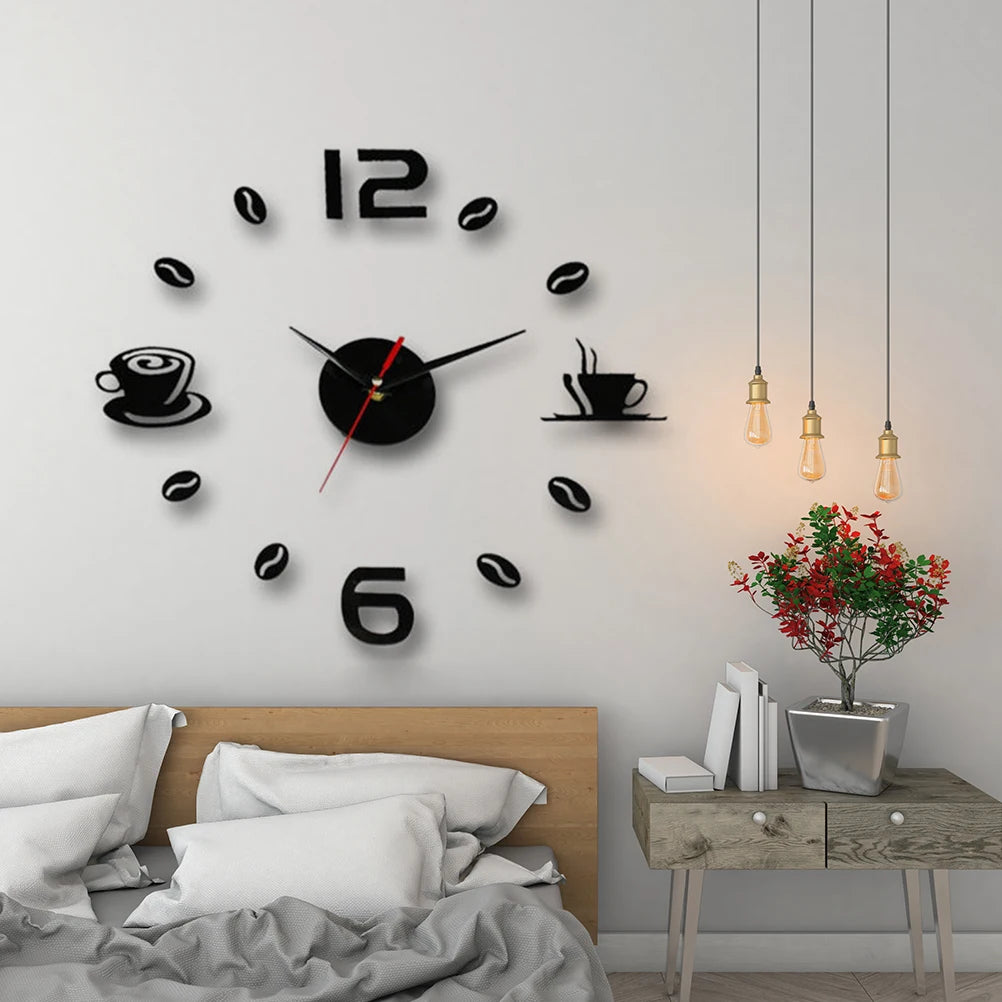 1Set Very Fashion And Modern Art Diy Wall Clock 3d Self Adhesive Sticker Design Home Office Room Decor No Battery
