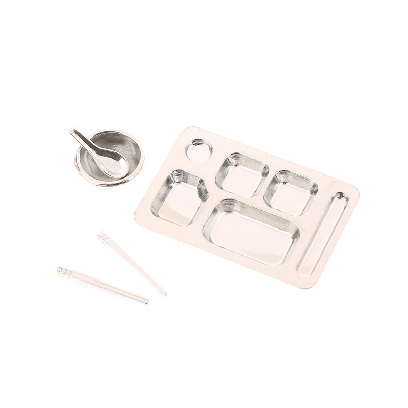 1/12 Dollhouse Dinner Plate Bowl Spoon Chopsticks Dollhouse Mini Kitchen Tableware Accessories Dolls House Decoration