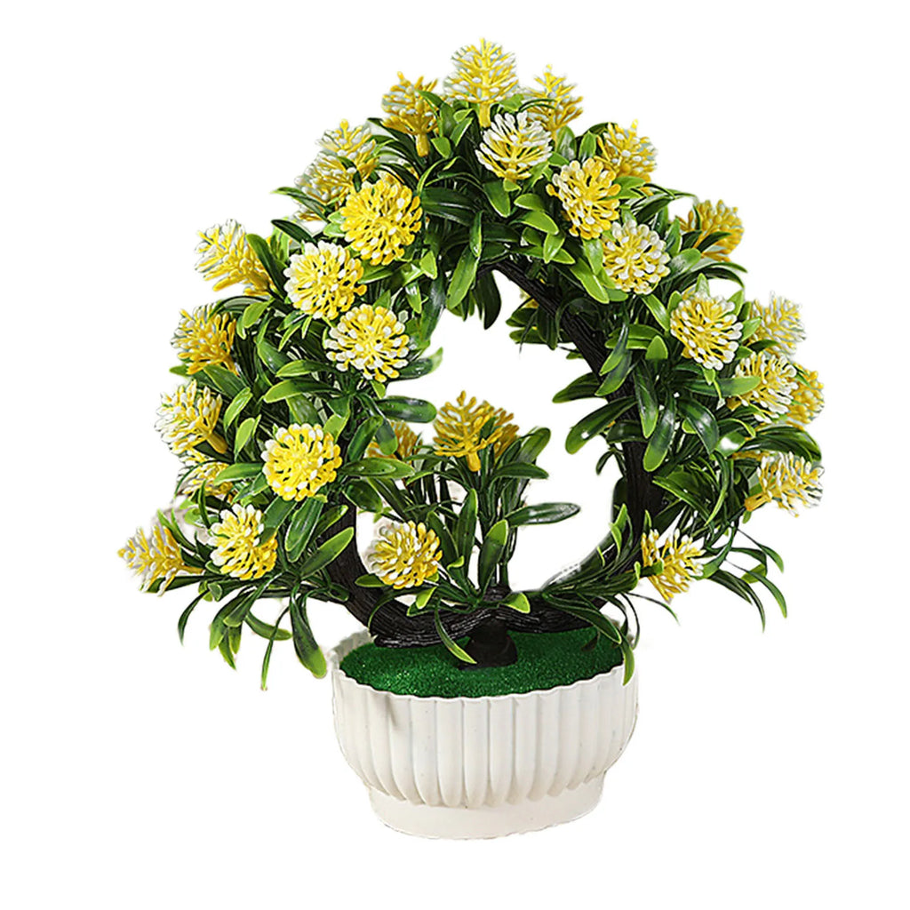 Artificial Flower Bonsai Realistic UV Resistant Plastic Easy Care Fake Flowers Bonsai for Outdoor