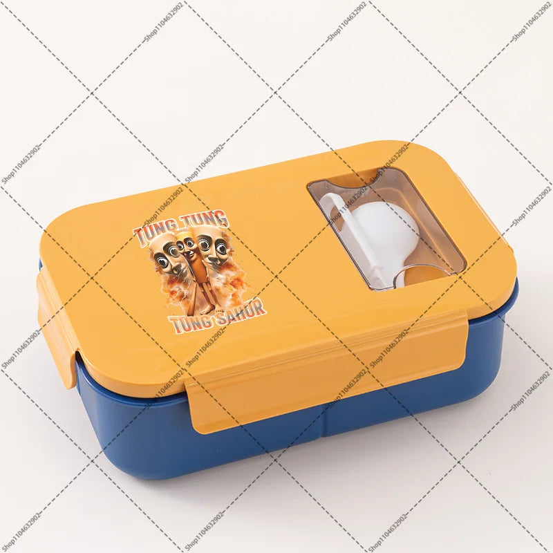 Italian Brainrot Lunchbox Cartoon Pattern Printed Bento Lunch Box Tung Tungtung Sahur Telala Funny Shark Food Storage Containers