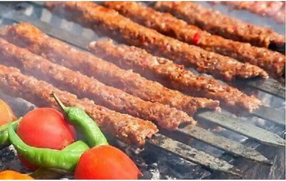 Kabob Skewers Flat Metal BBQ Barbecue Skewer with Wooden Handle Stainless Steel Kabob Skewers for Brazilian Koobideh Persian