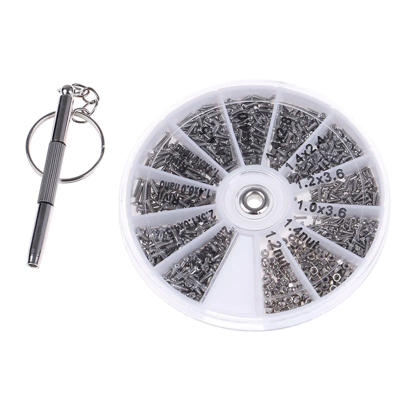 600/1000Pcs Tiny Screws Nut Assortment Repair Tool For Micro Eyeglass Sun Glasses Spectacles With Micro Screwdriver And Pliers