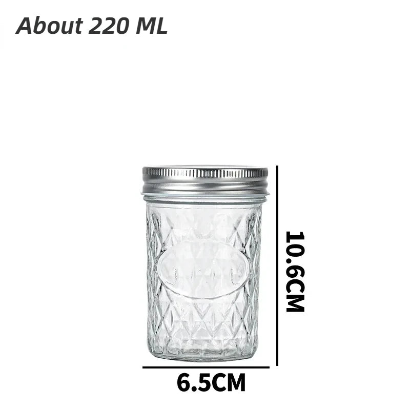 Mason Jar with Lid Glass Bottle High Temperature Resistant Easy to Clean Honey Food Sealed Glass Canning Food Storage Containers
