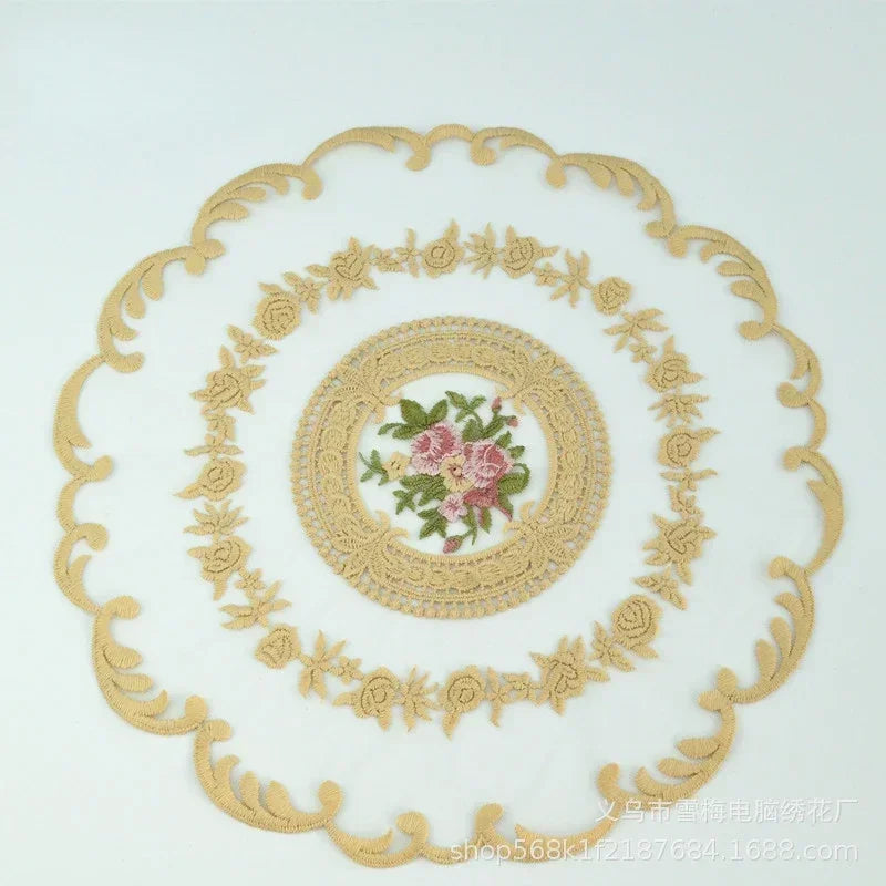 1PC Dinning Table Cover Embroidered Table Cloth Elegant Round Lace Tablecloth Coffee Coasters Napkin Party Wedding Decoration