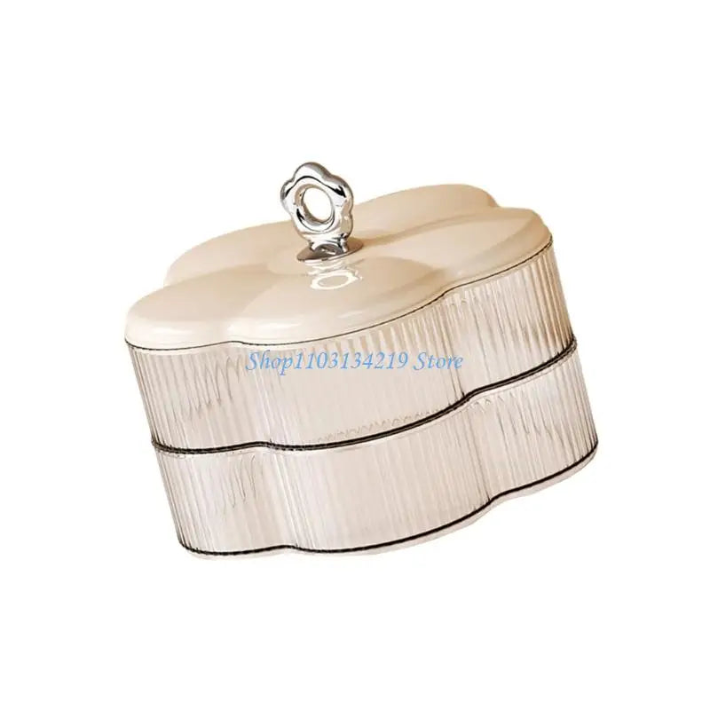 N5KC 2 Tiers Floral Snacks Tray Plastic Serving Dish For Candy Fruits Nut Home Kitchen Decoration Durable Storage Container