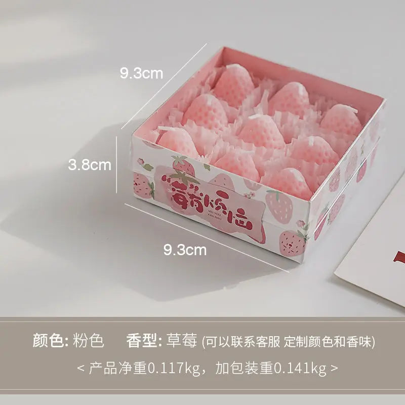 Red Pink Strawberry Scented Candle Gift Box Room Fragrance Ornament Girlfriend Souvenir Photo Props Aromatherapy Candles